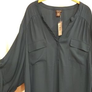 Blue gray blouse, Torrid size 5